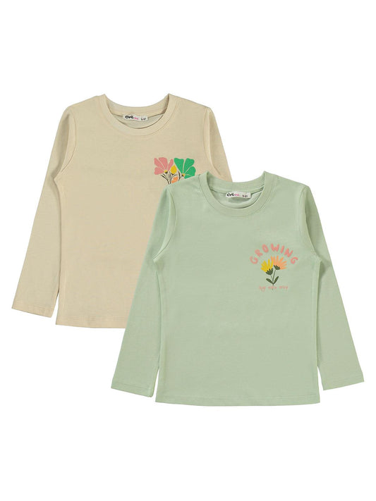 Civil Kız Çocuk Growing Baskılı 2'li Sweatshirt | Süprem Uzun Kol | Okul Kreş ve Günlük Kullanım
