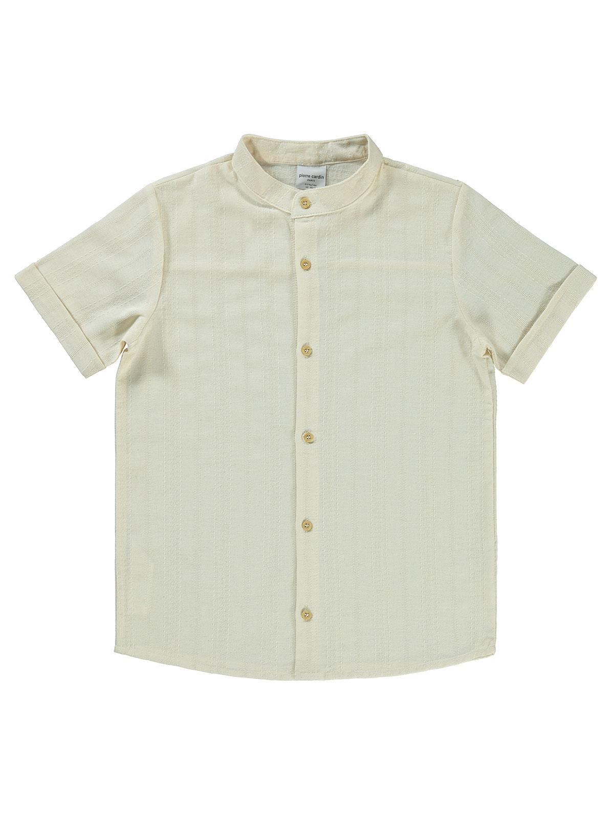 Pierre Cardin Kendinden Çizgi Desenli 10-12 Yaş Gömlek - Beyaz
