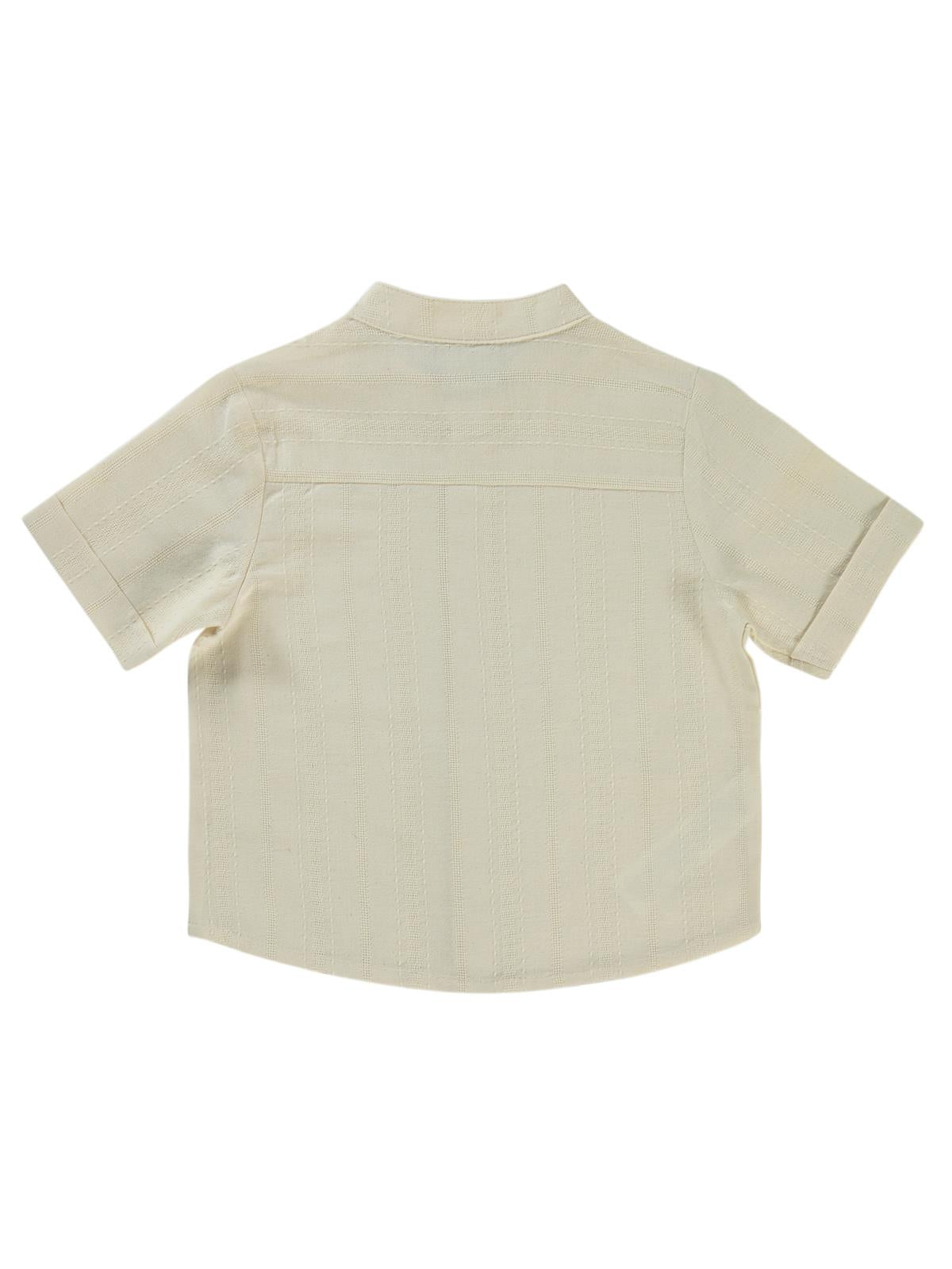 Pierre Cardin Kendinden Çizgi Desenli 2-5 Yaş Gömlek - Beyaz