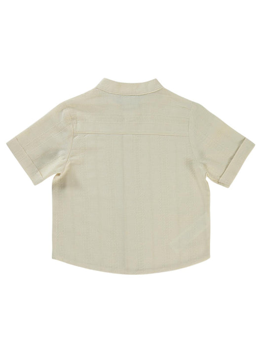 Pierre Cardin Kendinden Çizgi Desenli 2-5 Yaş Gömlek - Beyaz