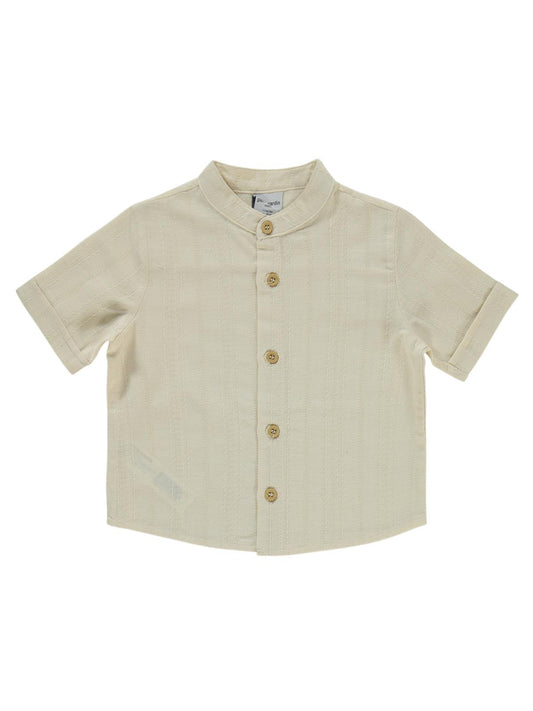 Pierre Cardin Kendinden Çizgi Desenli 2-5 Yaş Gömlek - Beyaz