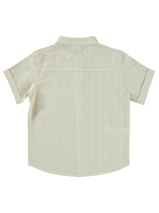 Pierre Cardin Kendinden Çizgi Desenli 6-9 Yaş Gömlek - Beyaz