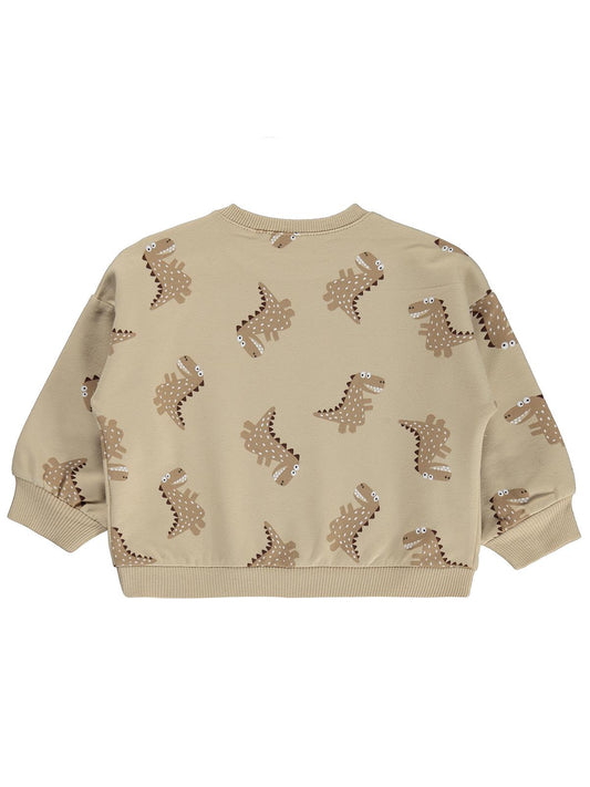 Civil Baby Benekli Dino Empirme 6-18 Ay Sweatshirt - Kahverengi