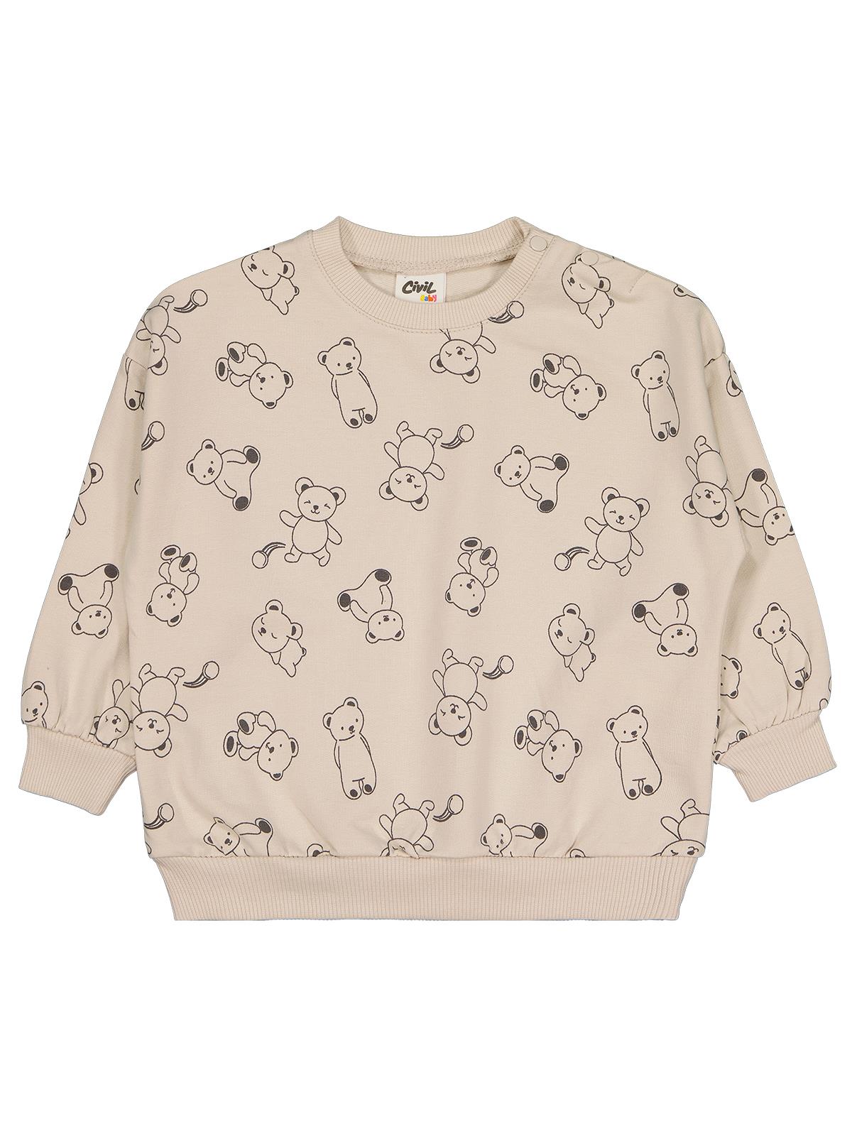 Civil Baby Kontür Ayı Empirme 6-18 Ay Sweatshirt - Bej