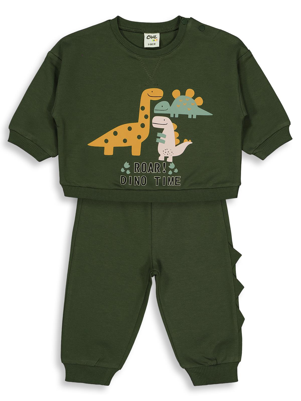 Civil Baby Dino Baskılı 6-18 Ay Takım - Yeşil