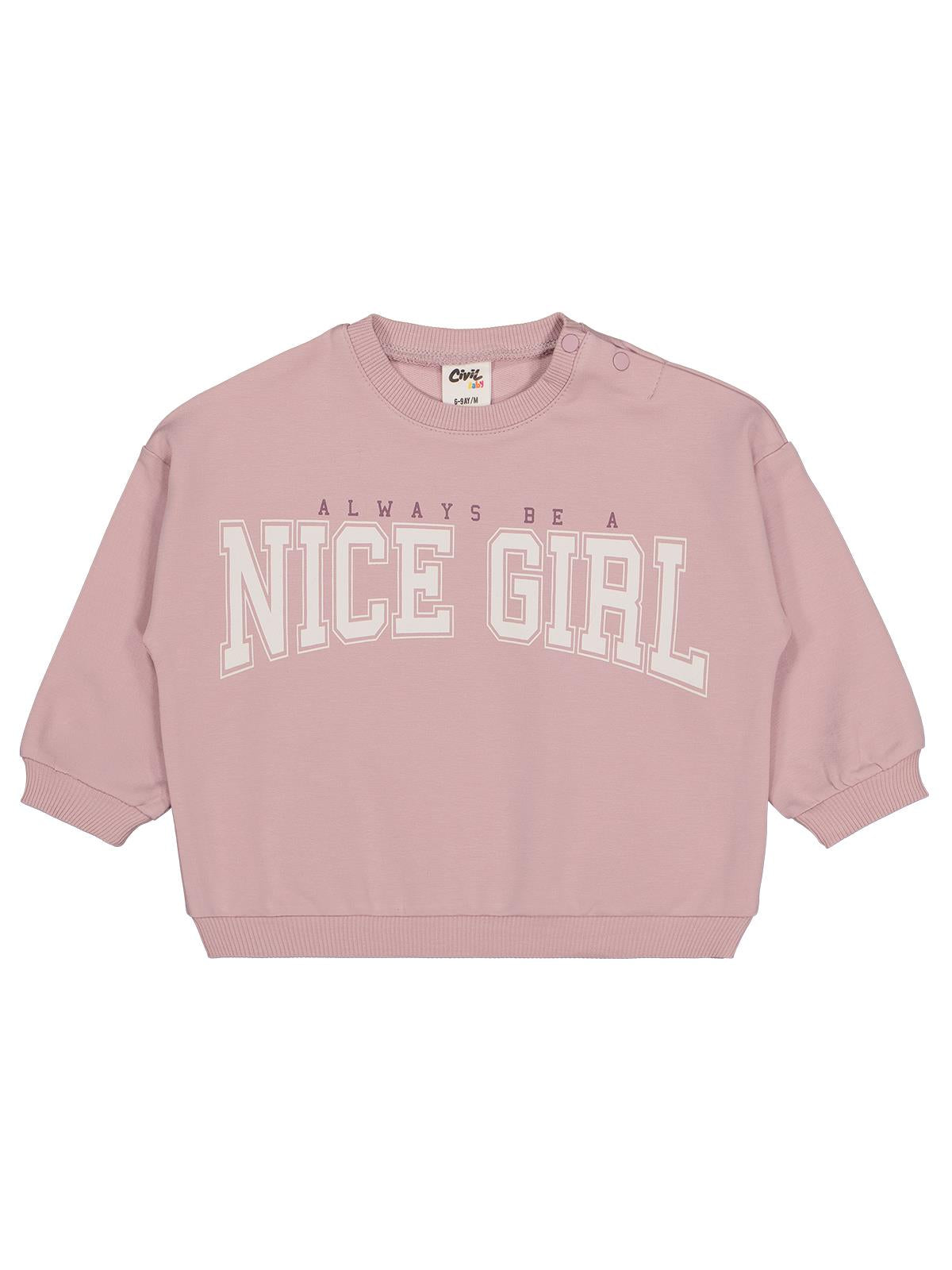 Civil Baby Nice Girl Baskılı 6-18 Ay Sweatshirt - Lila