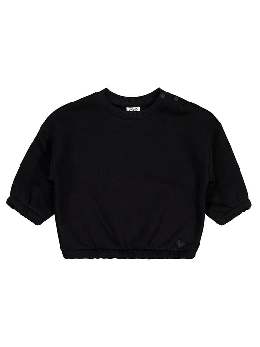 Civil Baby Kalp Nakışlı Basic 6-18 Ay Sweatshirt - Siyah