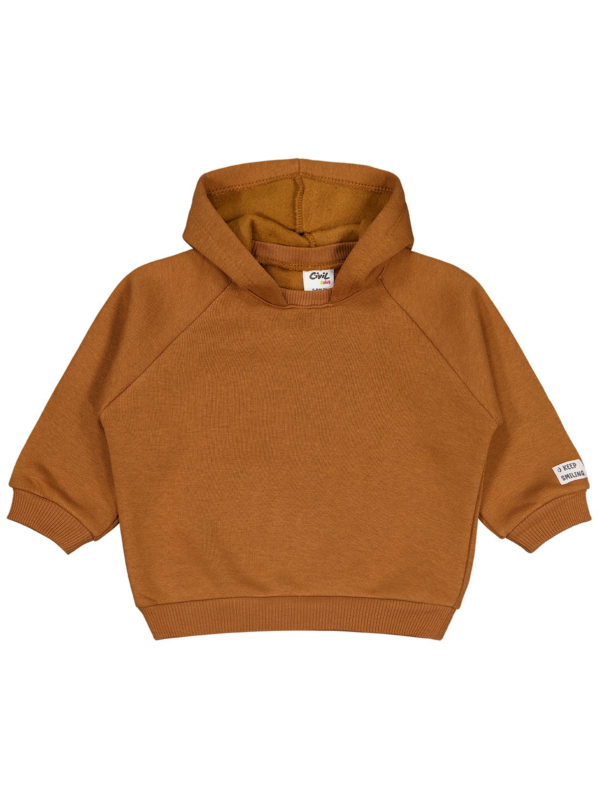 Civil Baby Keep Smiling Etiketli Basic 6-18 Ay Sweatshirt - Kahverengi