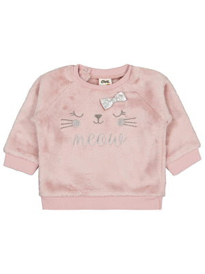 Civil Baby Fiyonk Meow Nakışlı 6-18 Ay Sweatshirt - Lila