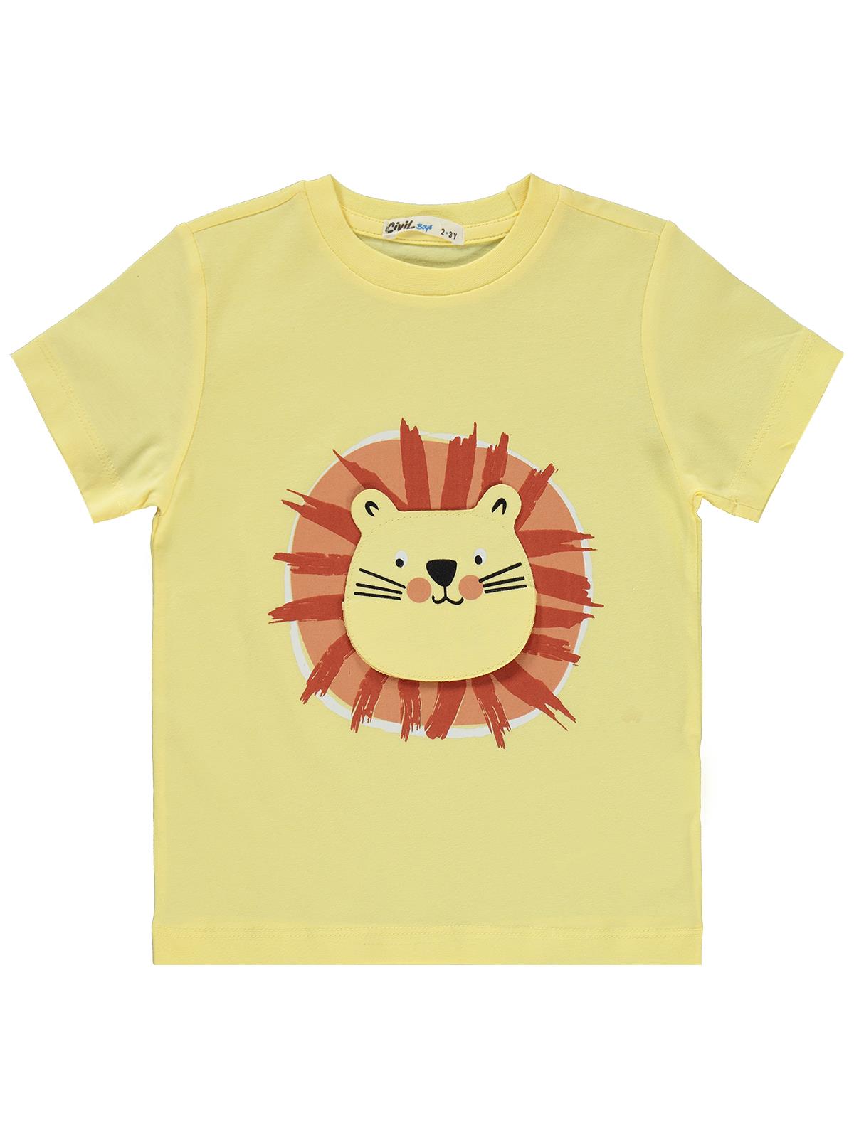 Civil Boys Ağzı Açılan Aslan Nakışlı 2-5 Yaş Pijama Takımı - Sarı