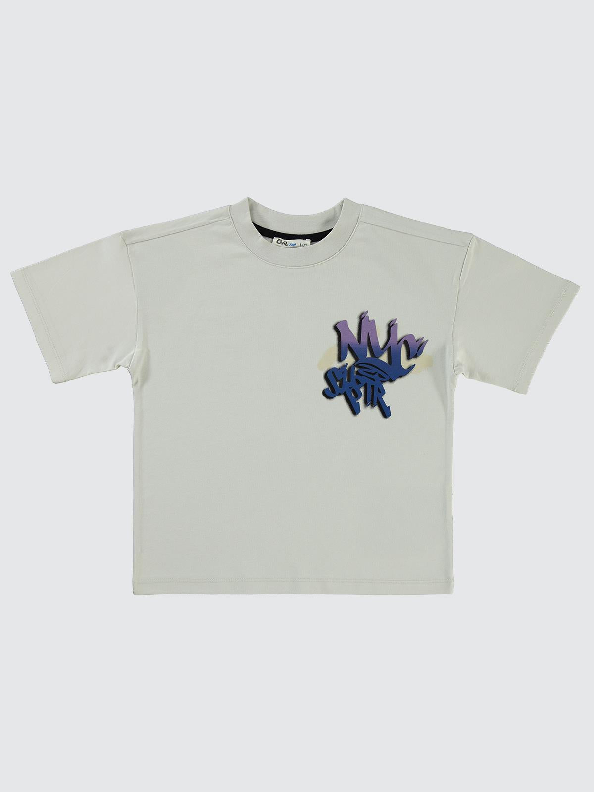 Civil Boys NYC Baskılı 6-9 Yaş Tişört - Gri