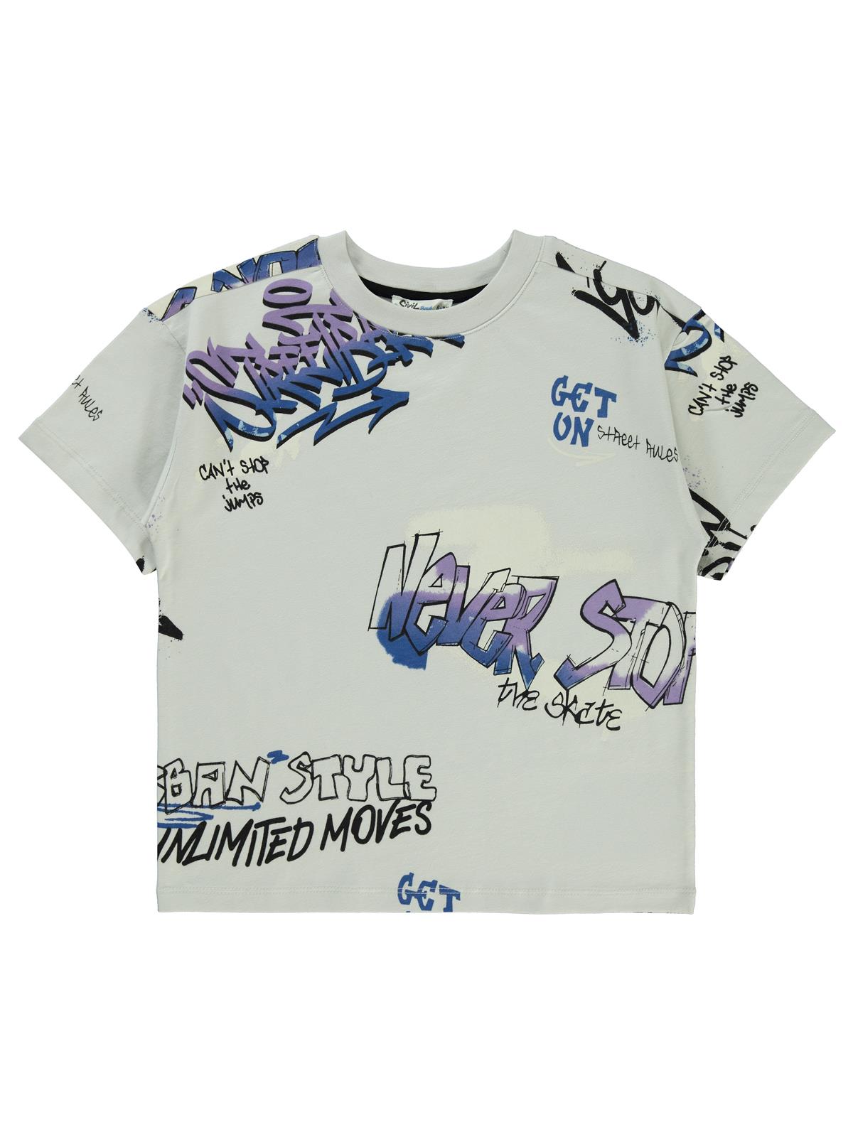 Civil Boys Street Style Emprime 10-13 Yaş Tişört - Gri