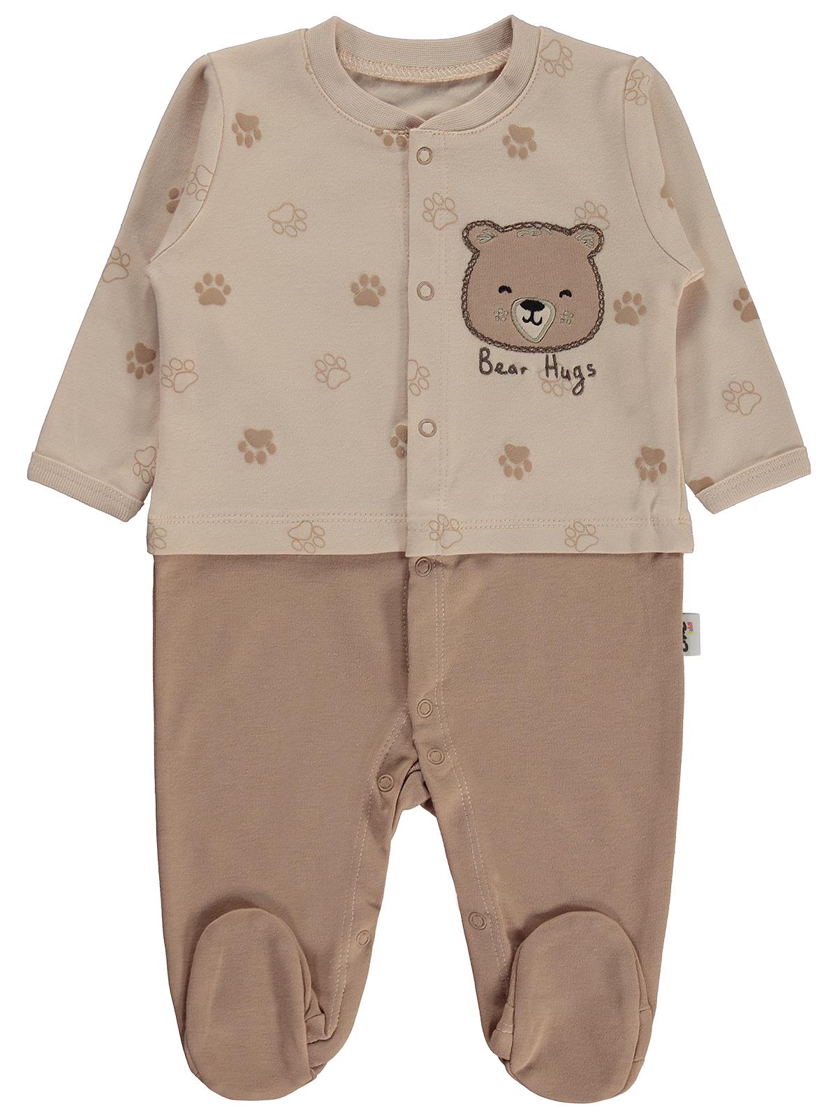 Civil Baby Pati Ayıcık Baskılı 1-6 Ay Tulum - Fil Dişi
