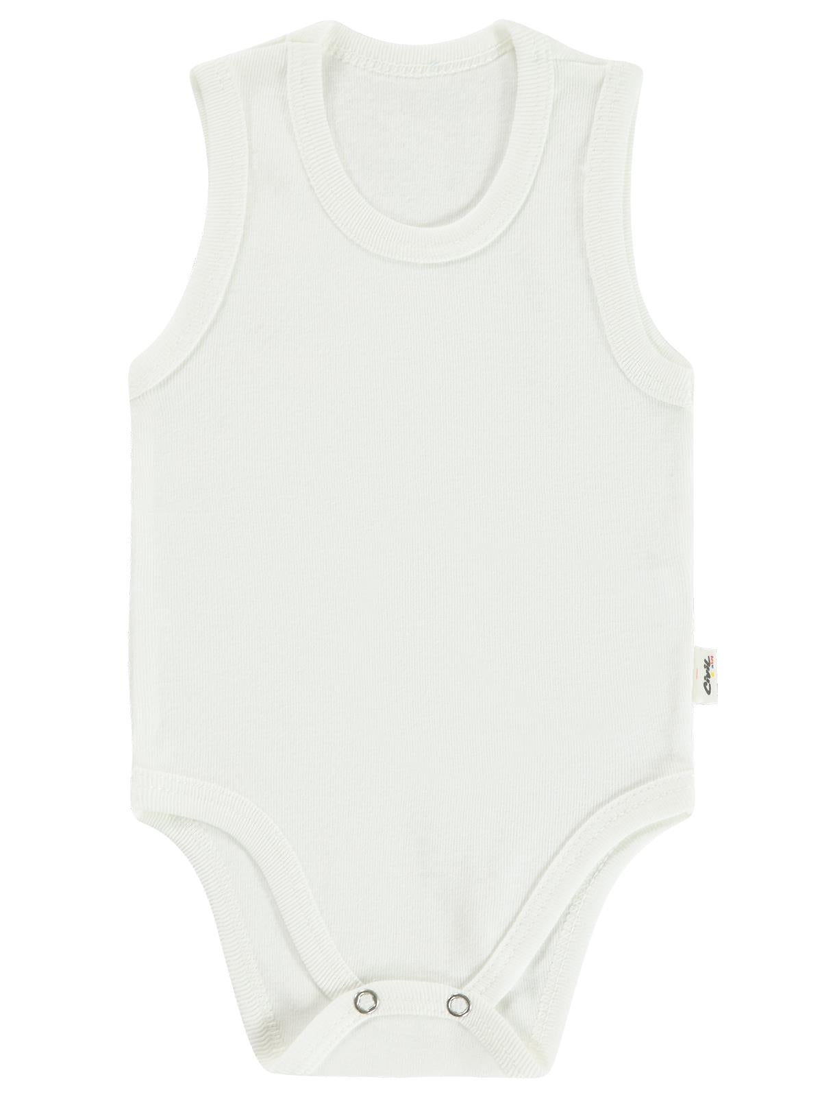 Civil Baby 5 li Düz Basic Sıfır Kol  Çıtçıtlı Badi - Ekru