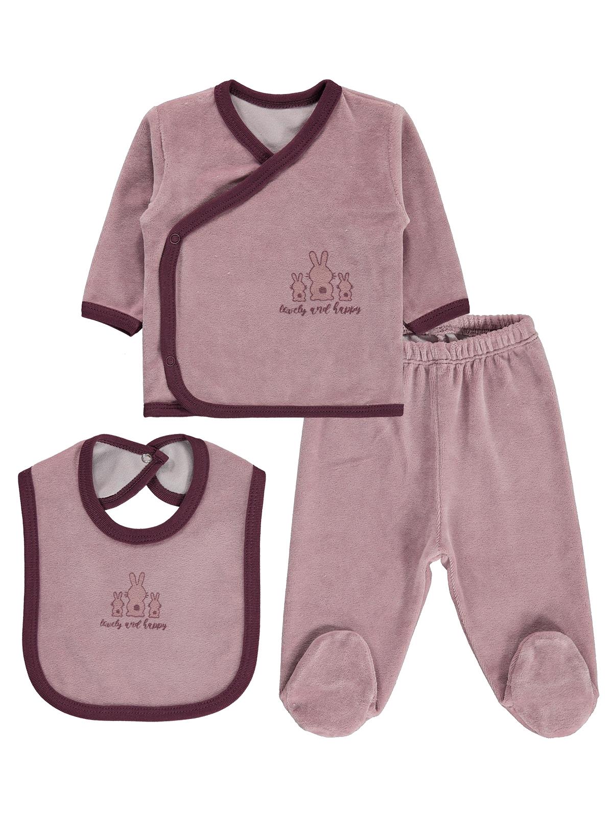 Civil Baby 3'lü Tavşanlar Baskılı Zıbın Takımları - Pembe