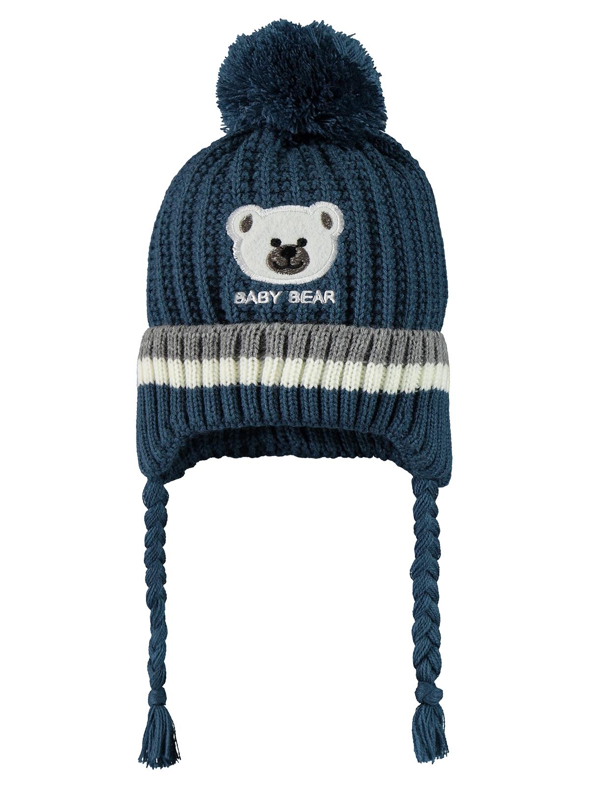 Civil Baby Baby Bear Nakış Desen 0-24 Ay Atkı Bere Eldiven Set - Mavi