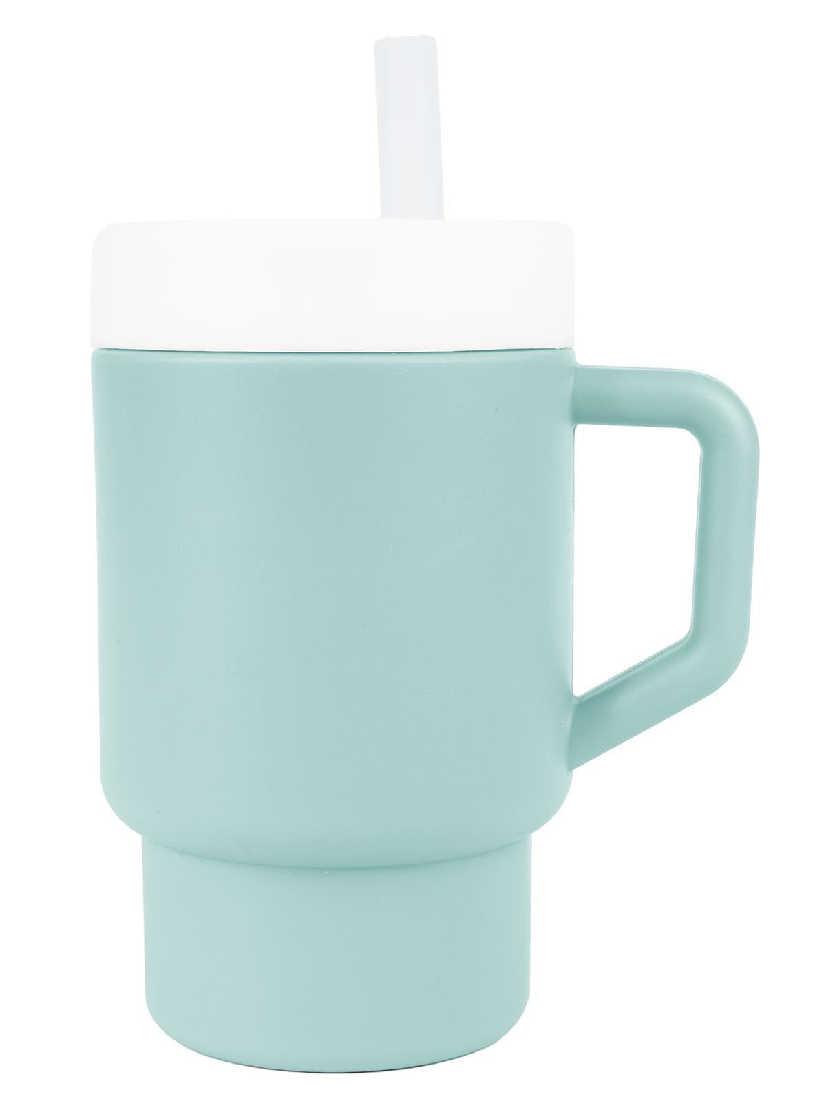Pandish Mugley Tek Kulplu Kapaklı Pipetli Silikon Alıştırma Bardağı - Yeşil