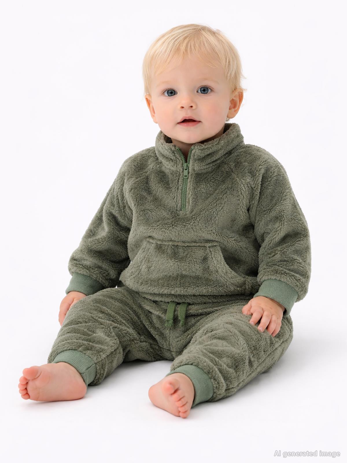 Civil Baby Yarım Fermuar 6-18 Ay Takım - Kahverengi