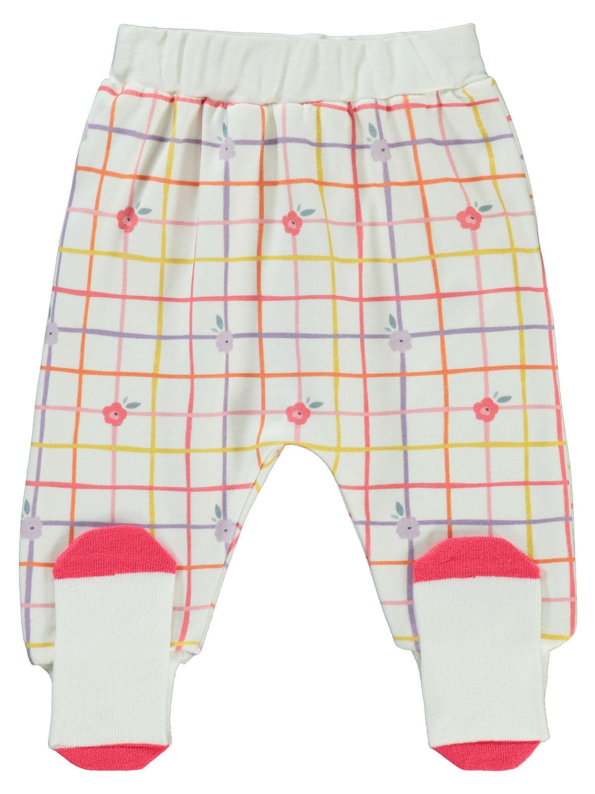 Civil Baby Kareli Çiçek Baskılı 1-6 Ay Tek Alt Bebe - Ekru