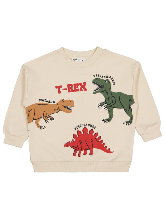 Civil Boys Trex Baskılı 2-5 Yaş Sweatshirt - Bej