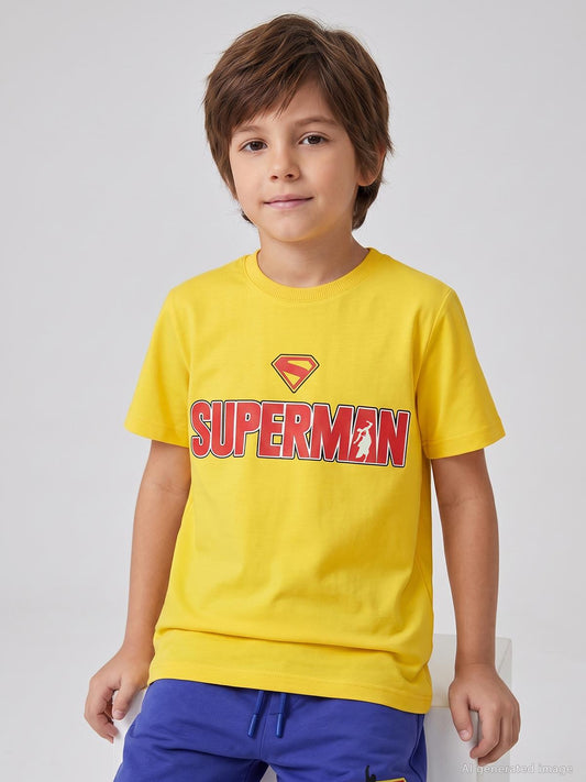 Süperman Baskılı 6-9 Yaş Tişört - Sarı