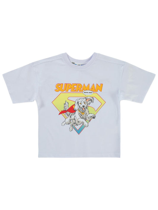 Süperman Krypto Baskılı 2-5 Yaş Tişört - Beyaz