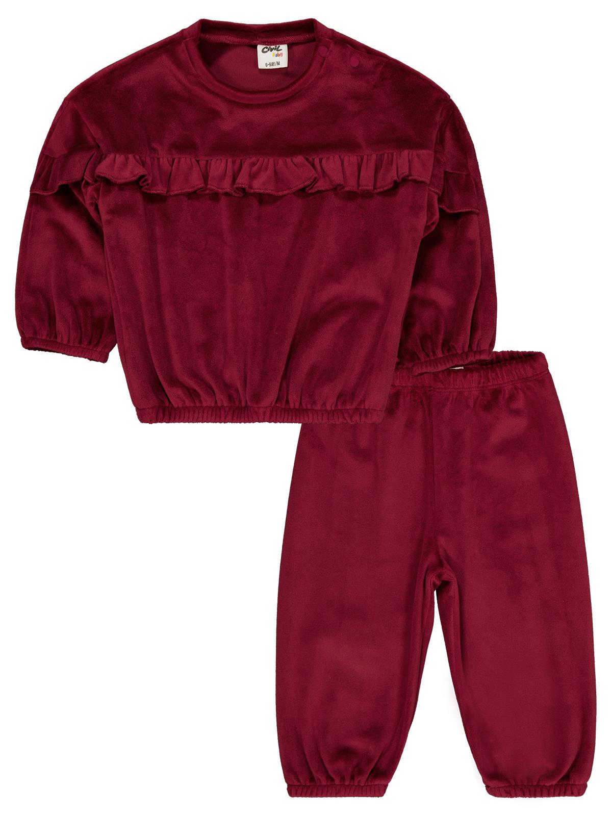 Civil Baby Fırfırlı 6-18 Ay Takım - Bordo