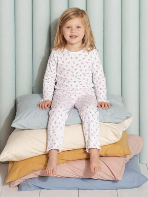Civil Girls Çiçek Desenli 6-9 Yaş Pijama Takımı - Ekru