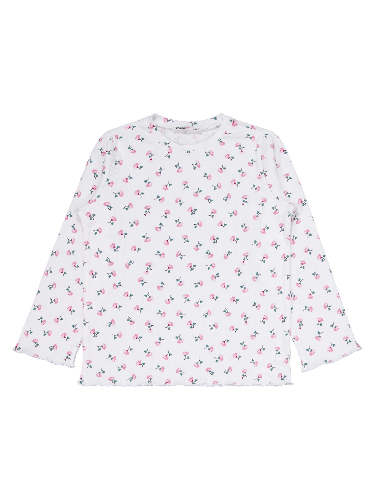 Civil Girls Çiçek Desenli 6-9 Yaş Pijama Takımı - Ekru