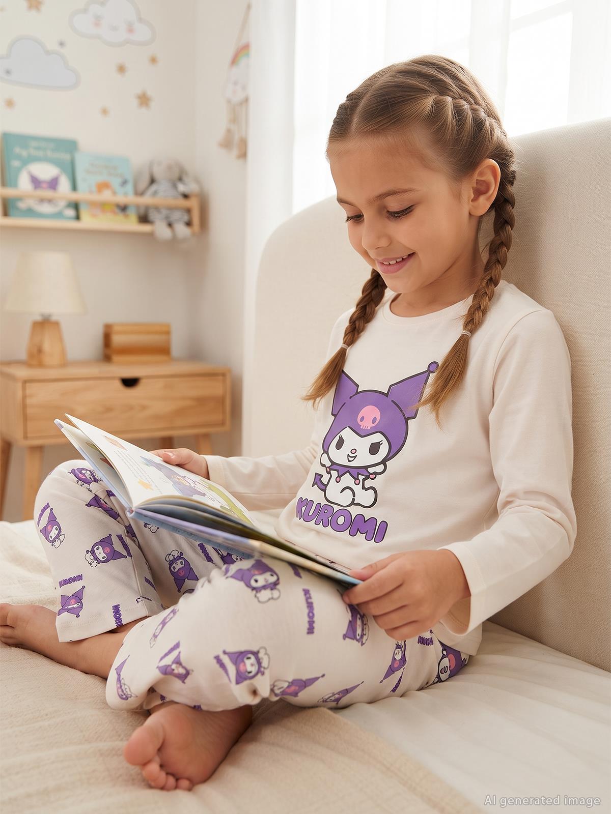 Kuromi 2-5 Yaş Pijama Takımı - Ekru