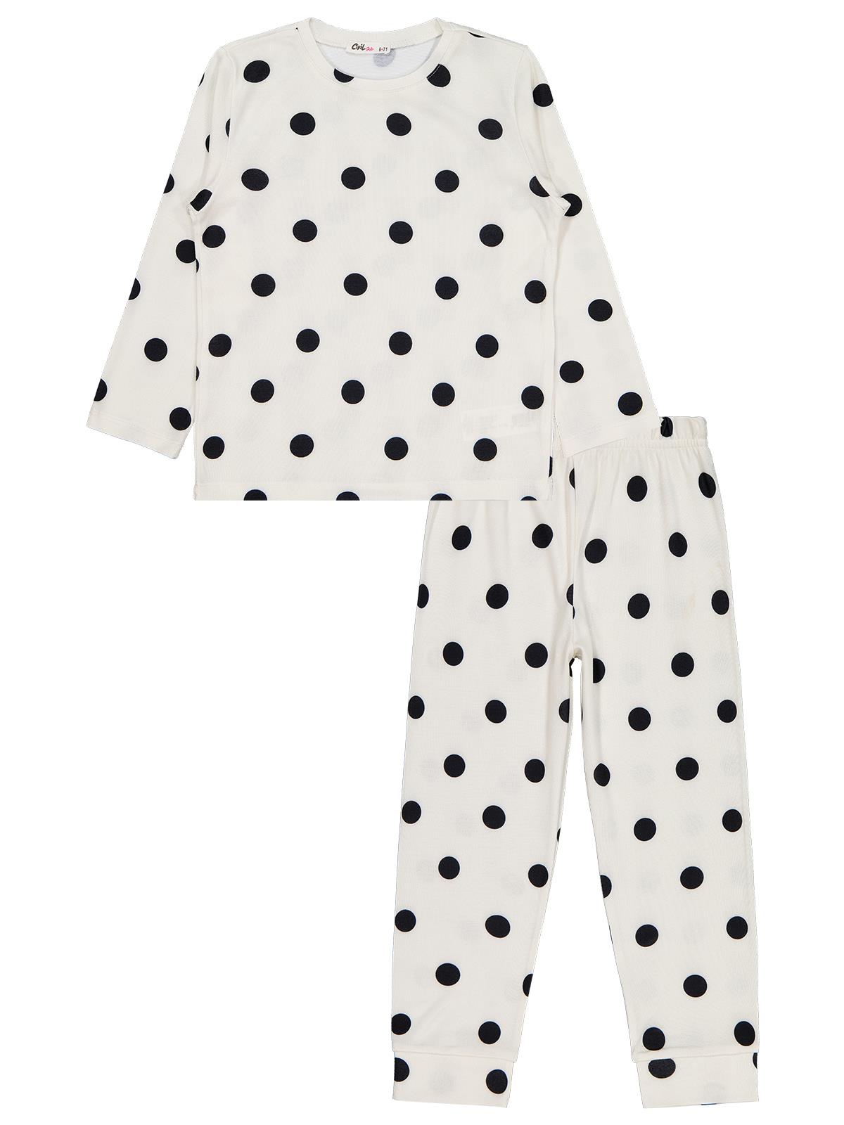 Civil Girls Puanlı 6-9 Yaş Pijama Takımı - Ekru