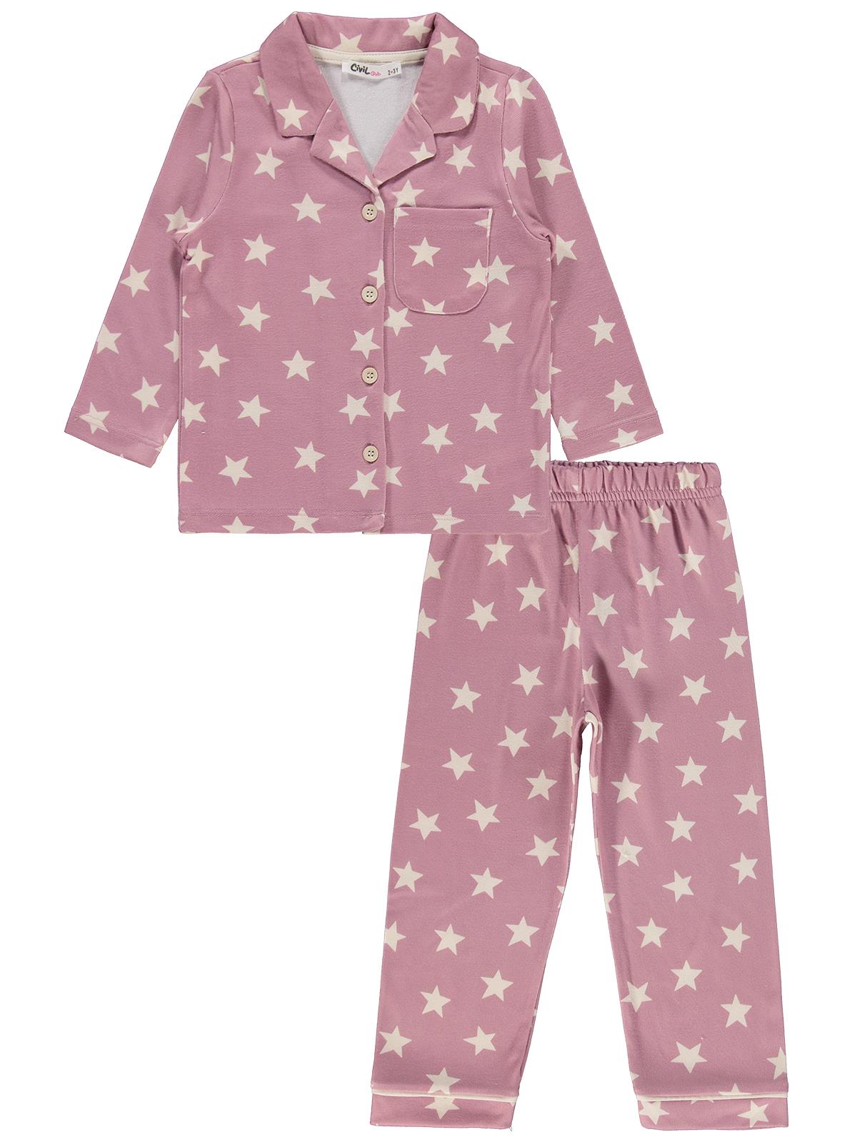 Civil Girls Yıldızlı 2-5 Yaş Pijama Takımı - Pembe