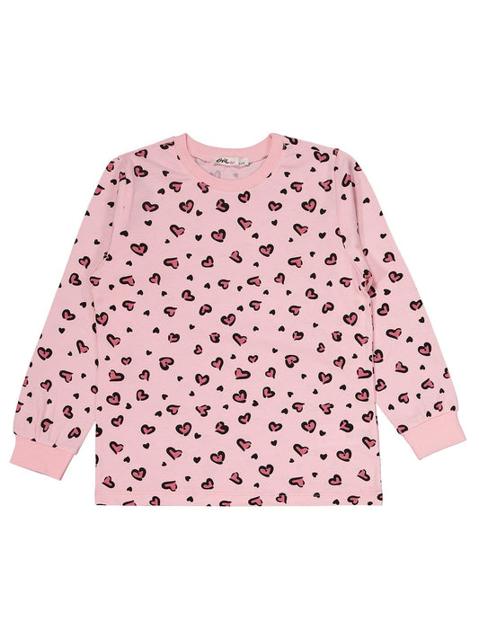 Civil Girls Kız Çocuk Leopar Pijama Takımı | Süprem Uzun Kol Bisiklet Yaka | Okul Kreş ve Günlük Kullanım - Pembe