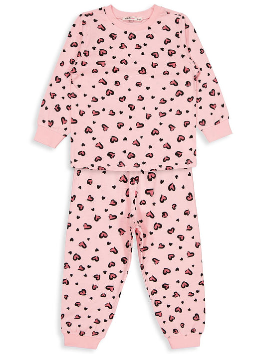 Civil Girl Kız Çocuk Leopar Pijama Takımı | Süprem Uzun Kol Bisiklet Yaka | Okul Kreş ve Günlük Kullanım - Pembe