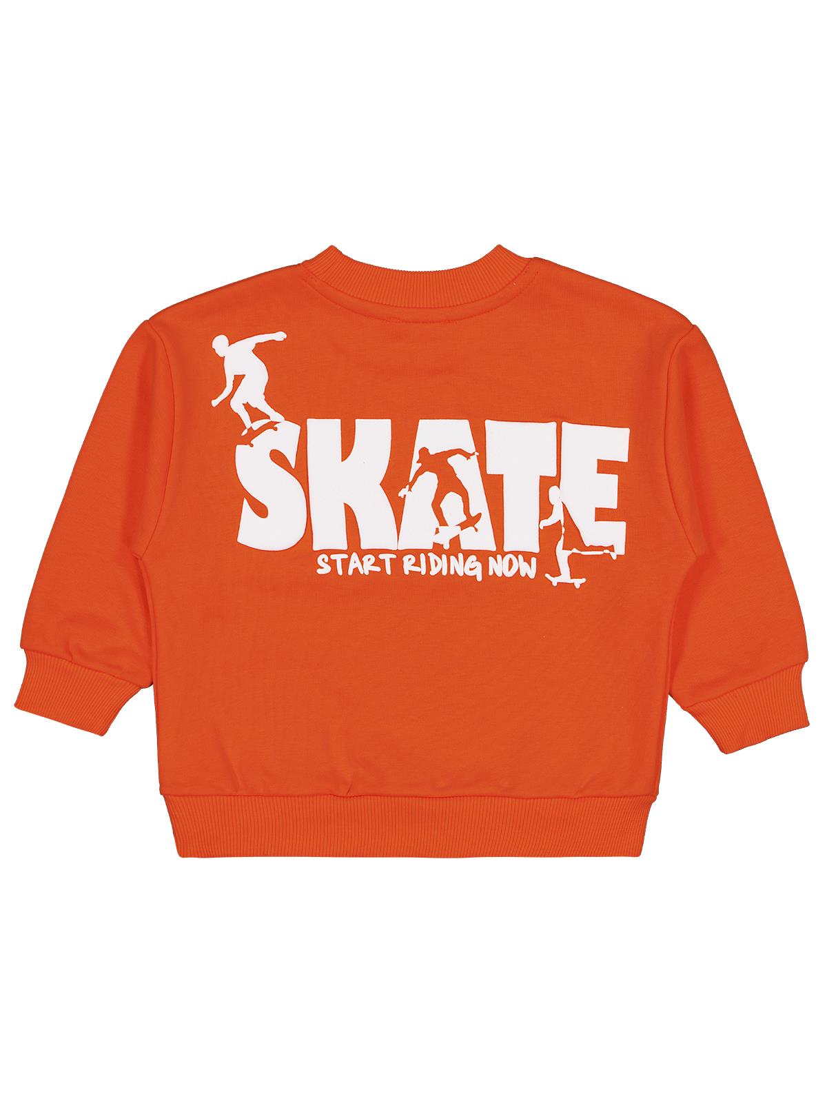 Civil Boys Erkek Çocuk Skate Start Baskılı Sweatshirt | 3 İp Uzun Kol | Okul Kreş ve Günlük Kullanım - Turuncu
