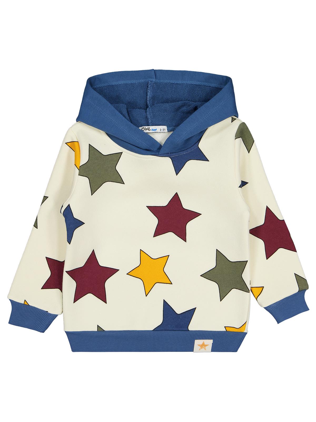 Civil Boys Renkli Yıldız Baskılı 2-5 Yaş Sweatshirt - Mavi