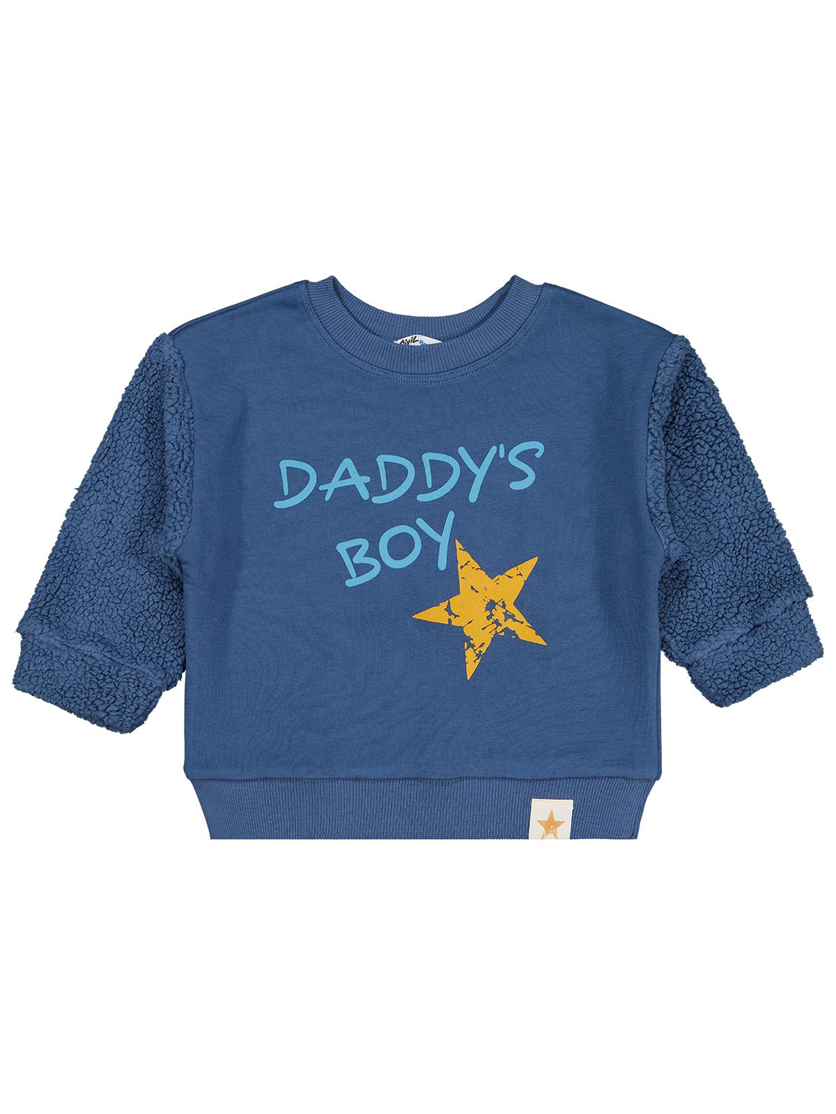 Civil Erkek Çocuk Dadys Boy Baskılı Sweatshirt | 3 İp Uzun Kol | Okul Kreş ve Günlük Kullanım - Mavi