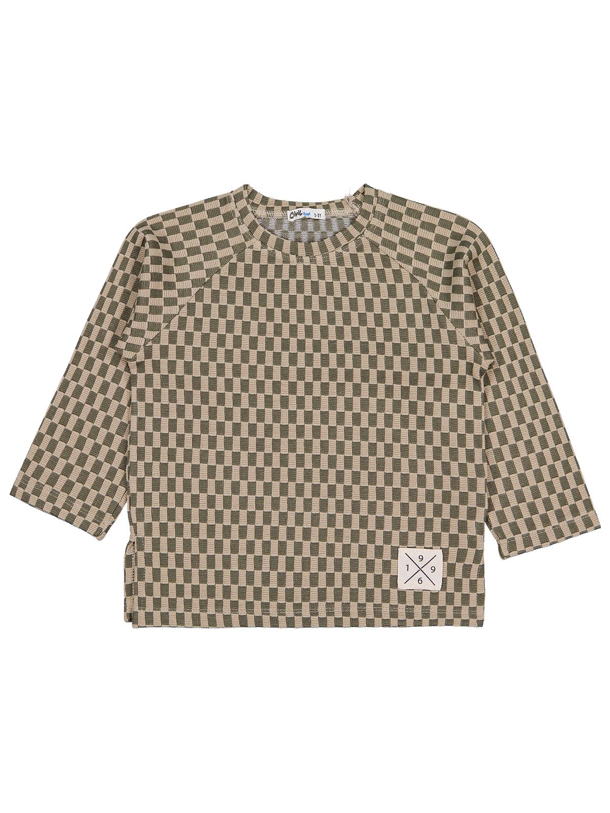 Civil Boys Dama Desenli 2-5 Yaş Sweatshirt - Haki