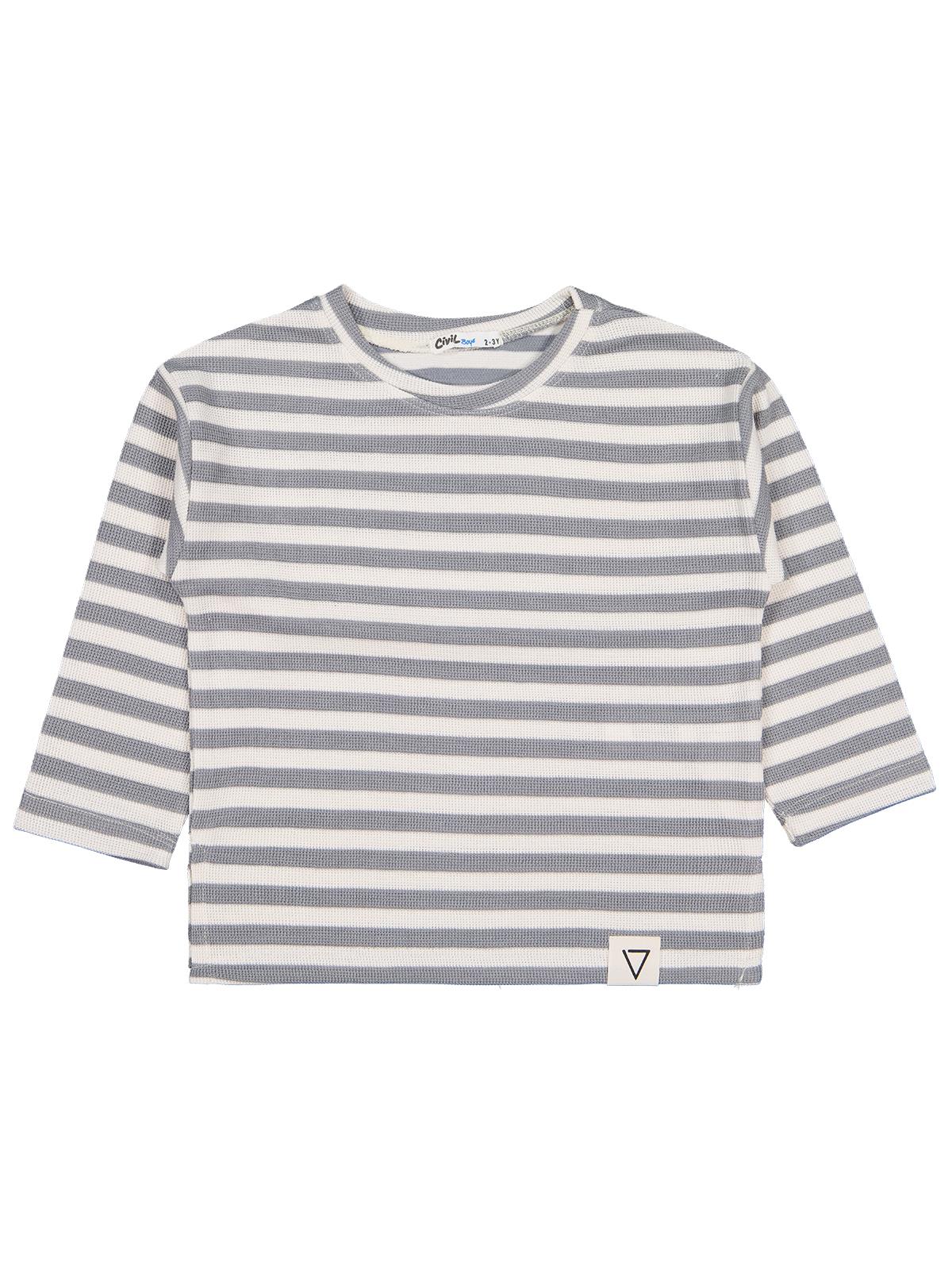 Civil Boys Kendinden Çizgili 2-5 Yaş Sweatshirt - Gri