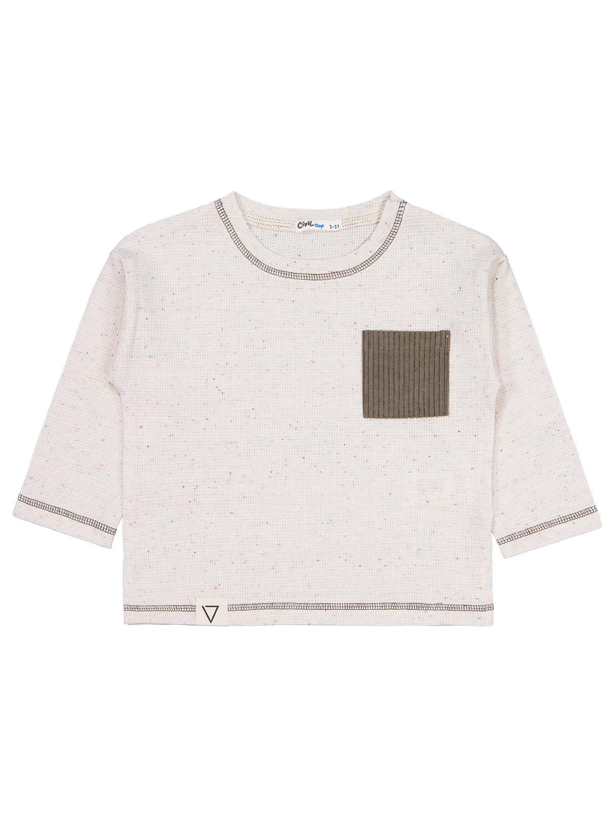 Civil Boys Kadife Cepli 2-5 Yaş Sweatshirt - Bej