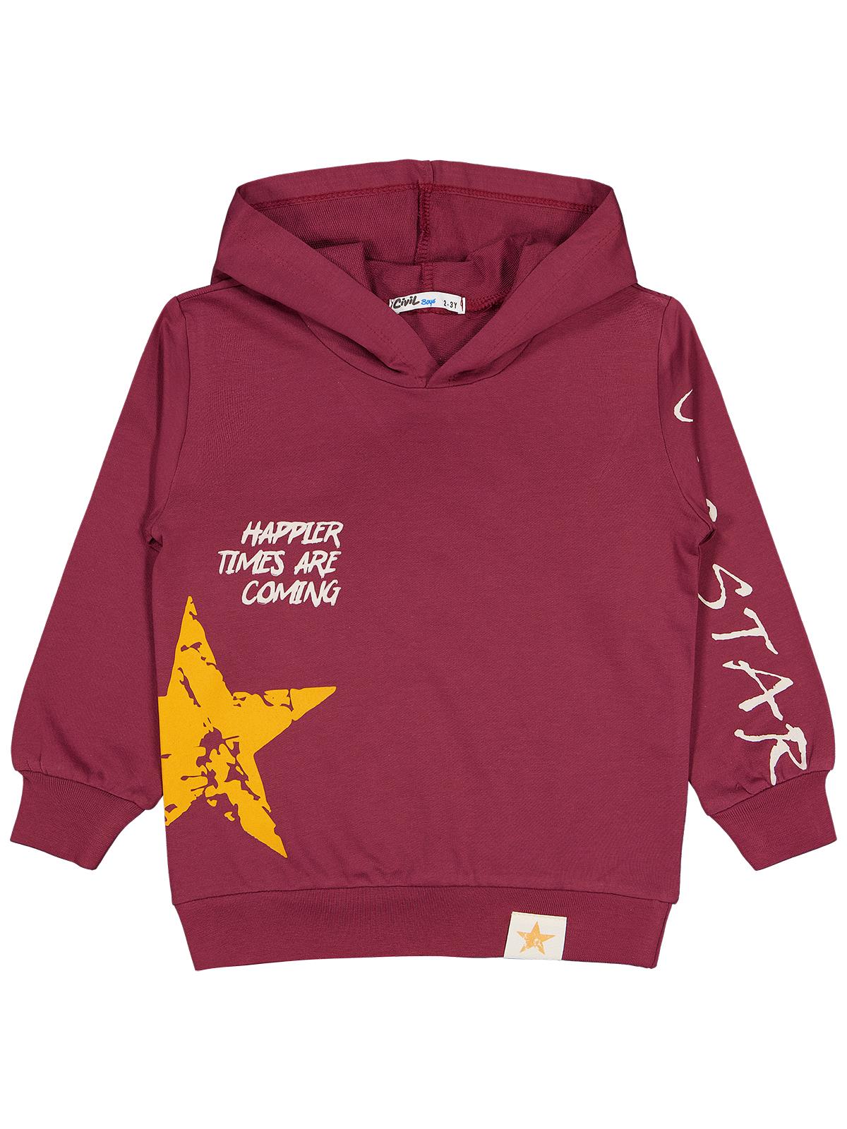 Civil Boys Erkek Çocuk Cool Star Baskılı 2-5 Yaş Sweatshirt - Bordo