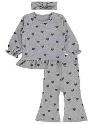 Civil Baby Kalp Baskılı 6-18 Ay Takım - Gri