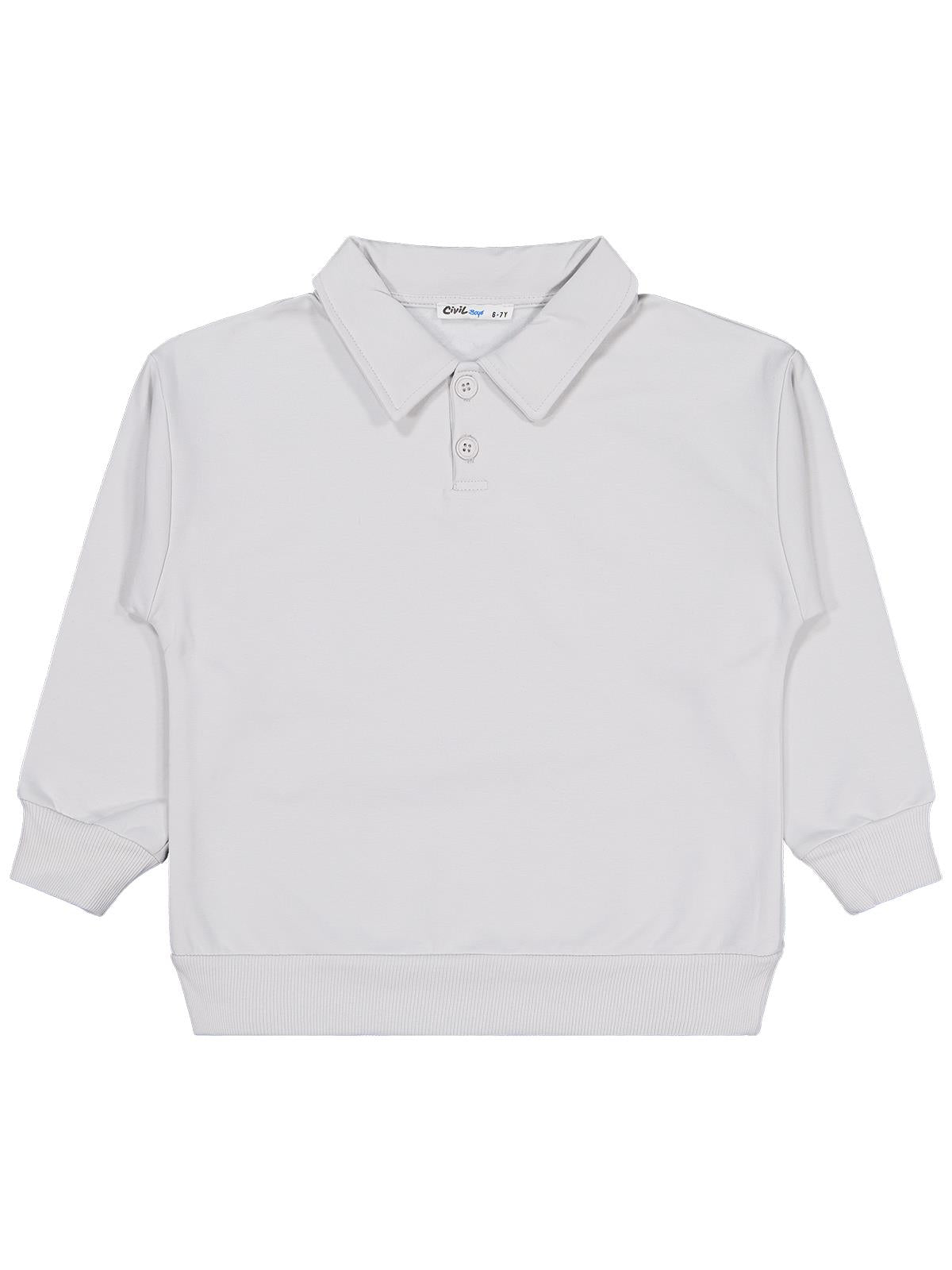 Civil Erkek Çocuk Pola Yaka Sweatshirt | Okul Kreş ve Günlük Kullanım - Gri