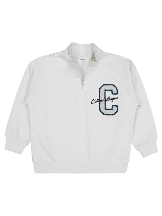Civil Boys C Chıcago Baskılı-Nakışlı 10-13 Yaş Sweatshirt - Gri
