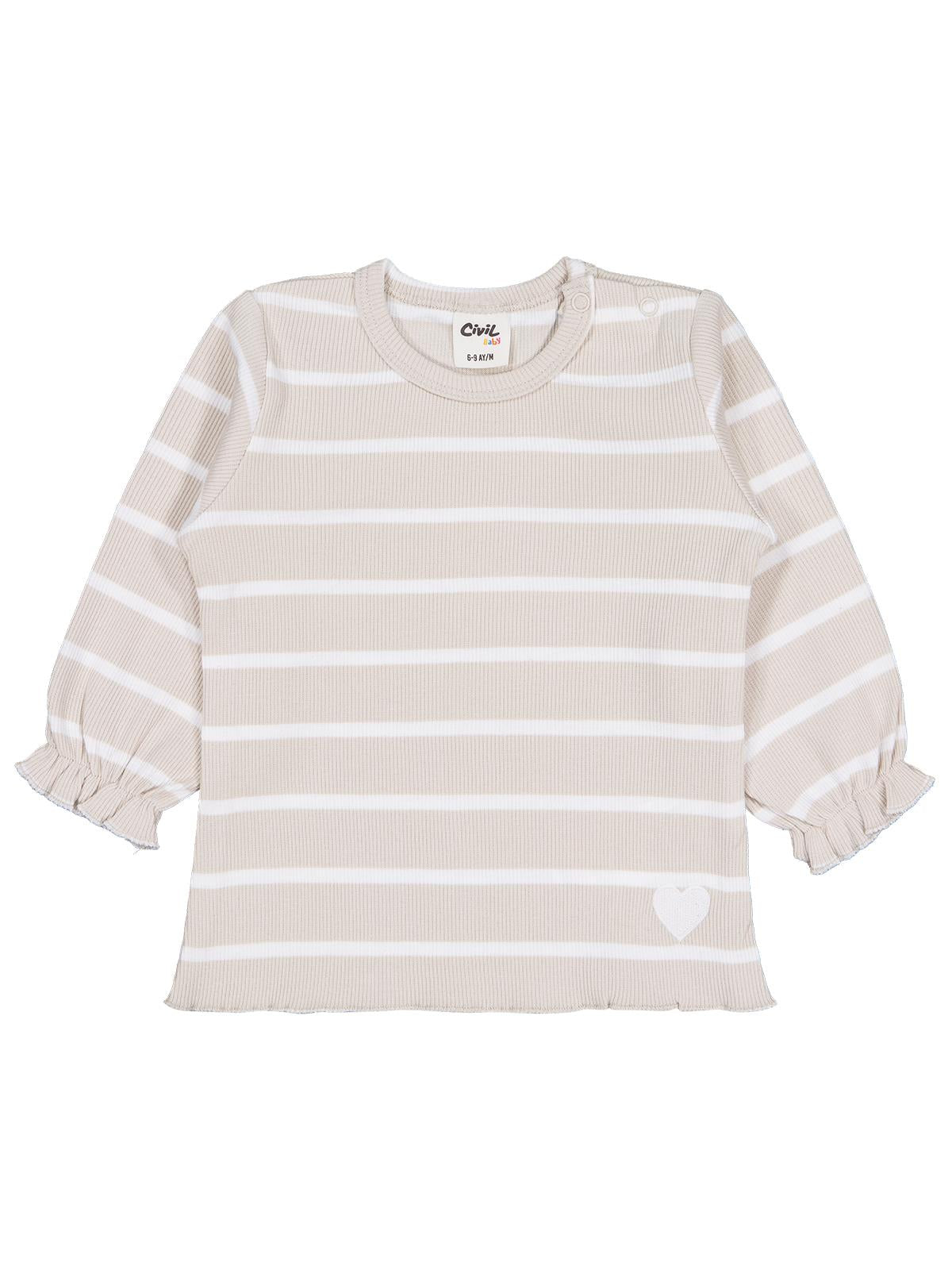 Civil Baby Çizgili 6-18 Ay Sweatshirt - Bej