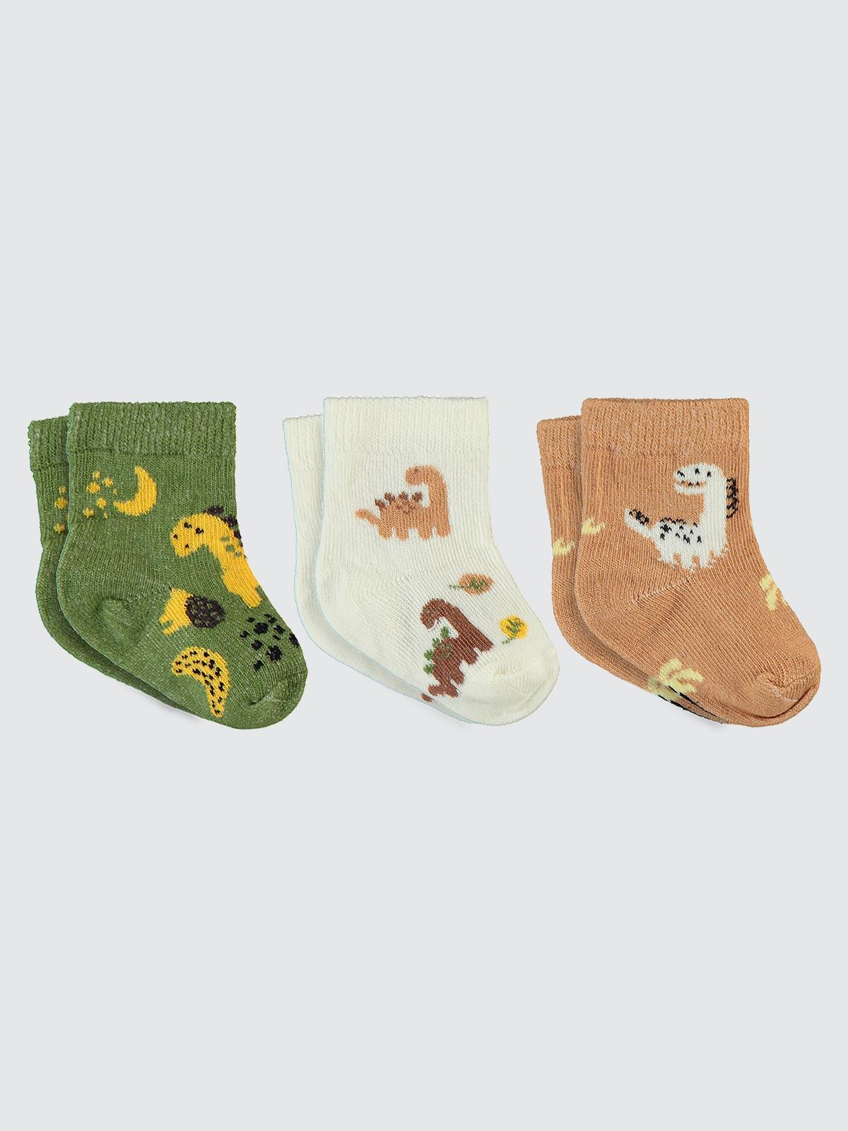 Civil Baby Dinazor Desen Asetat 0-24 Ay Çorap Setleri