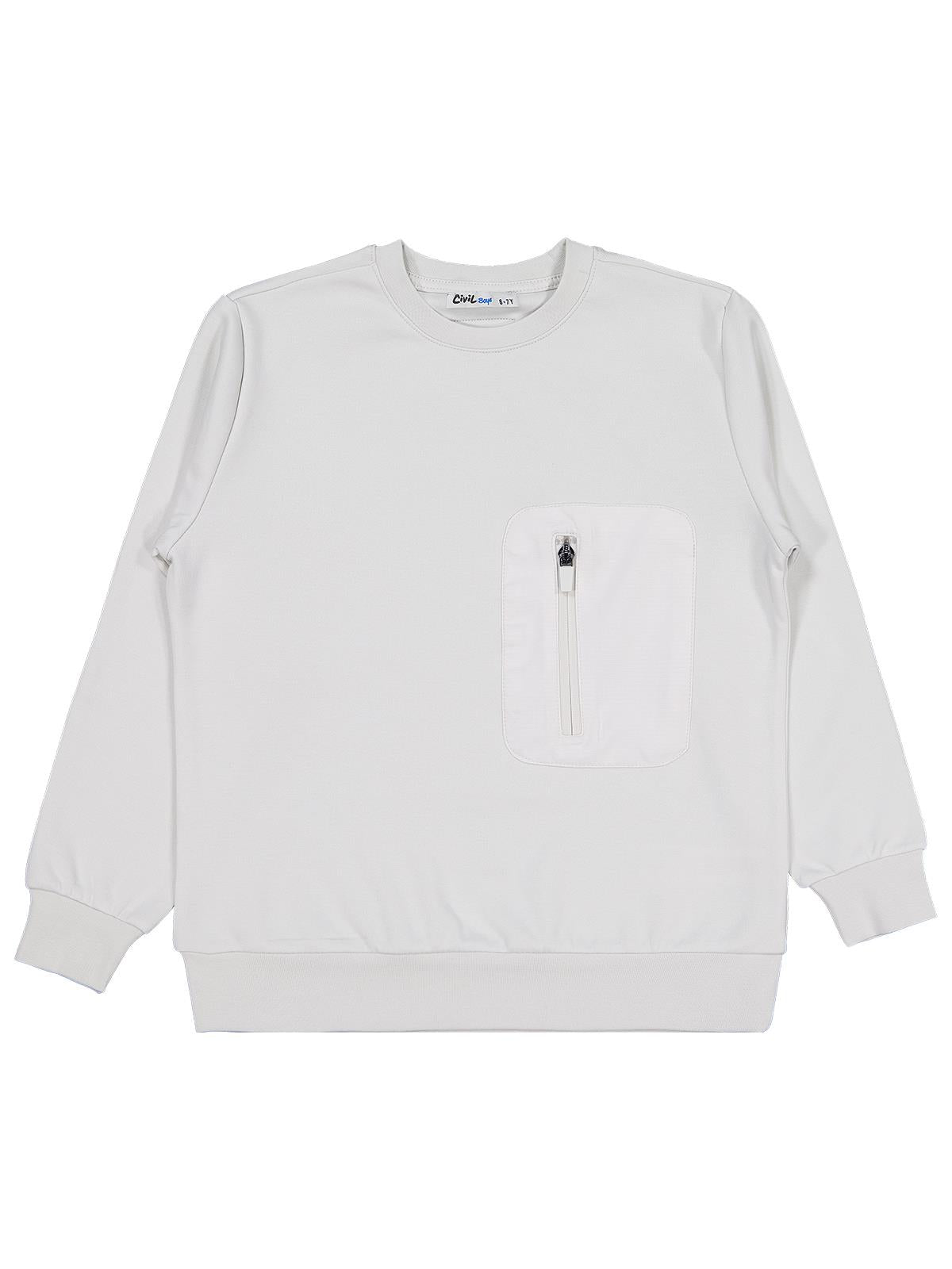 Civil Boys Etiketli - Micro Garnili 6-9 Yaş Sweatshirt - Gri