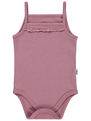 Civil Baby Penye İp Askılı Dantelli 3-9 Ay Kız Çıtçıtlı Badi - Pembe