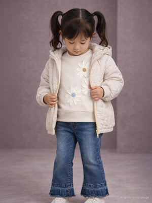 Civil Girls Papatya Nakışlı 2-5 Yaş Sweatshirt - Bej