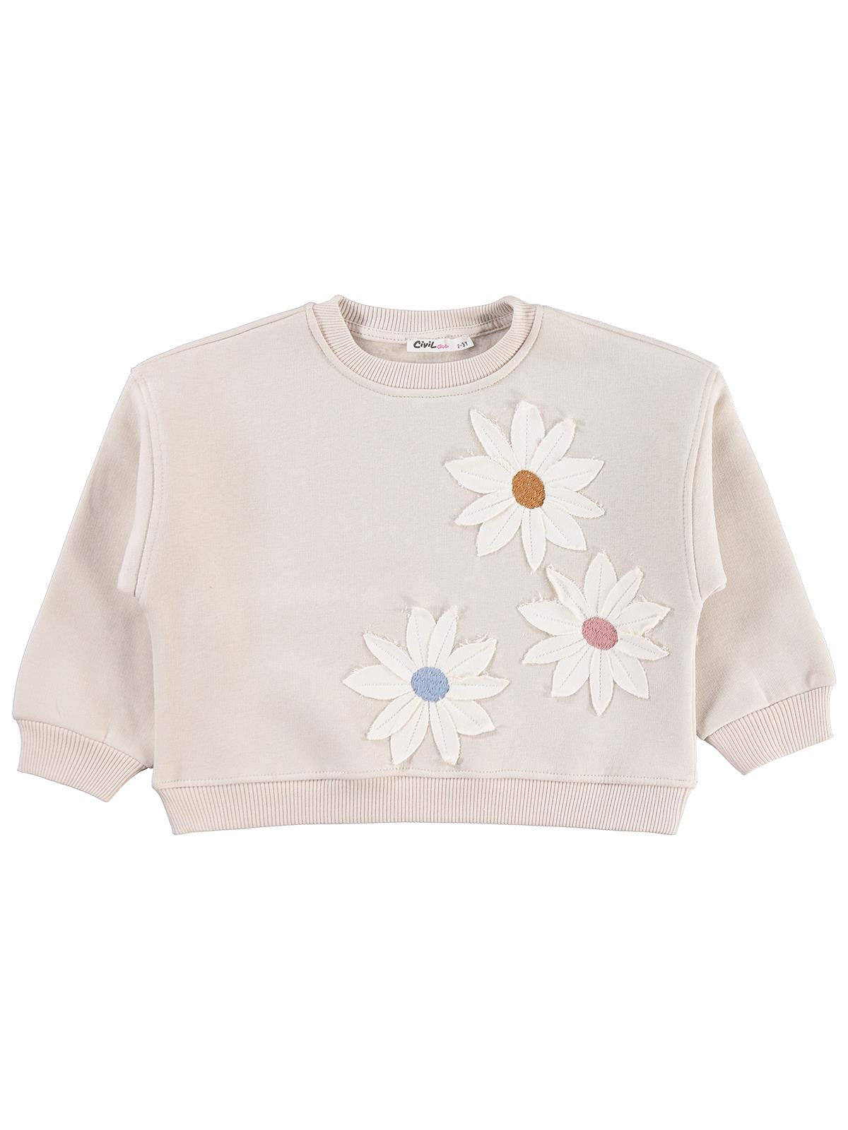 Civil Girls Papatya Nakışlı 2-5 Yaş Sweatshirt - Pembe